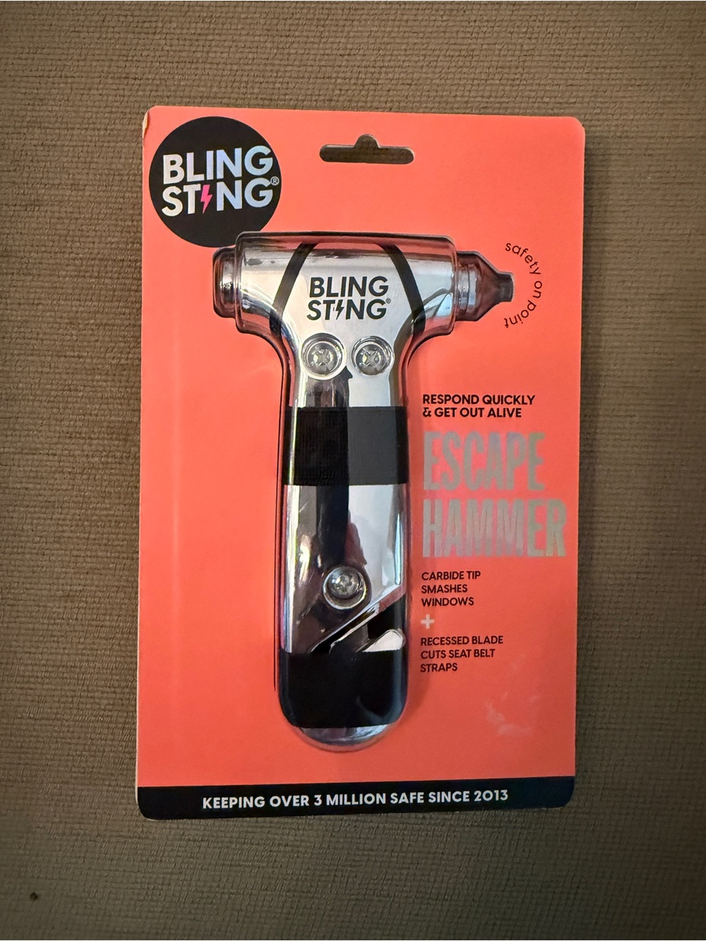 Bling Sting - Escape Hammer - in Silver and Black - Car Safety Tool